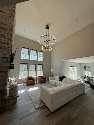 Modern ring chandelier in a great room